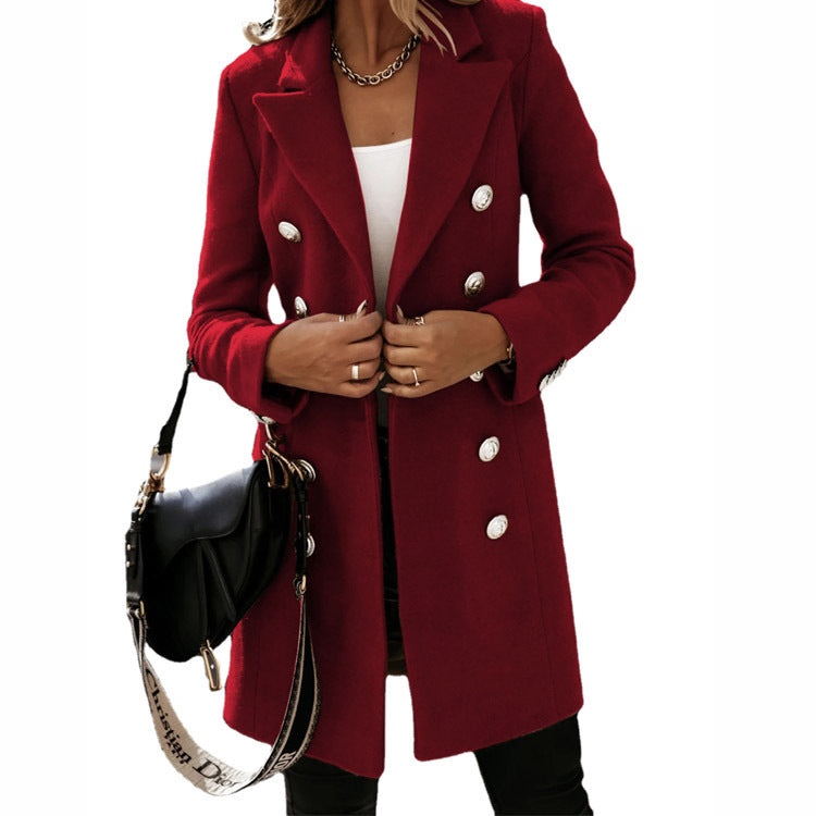 Women's Long-sleeved Suit Collar Double-breasted Jacket