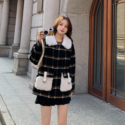 Fur And Velvet Thickened Small Fragrant Lamb Wool Coat