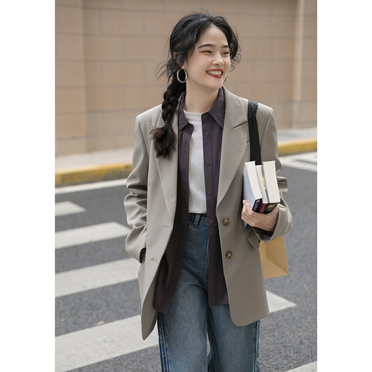 Miding Casual Gray Suit Jacket Women Spring And Autumn