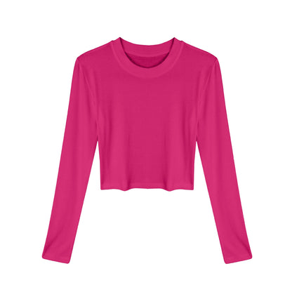 Women's Fashion Solid Color Lining Stretch Tops