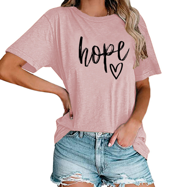 Women's HOPE Love Print Loose T-shirt