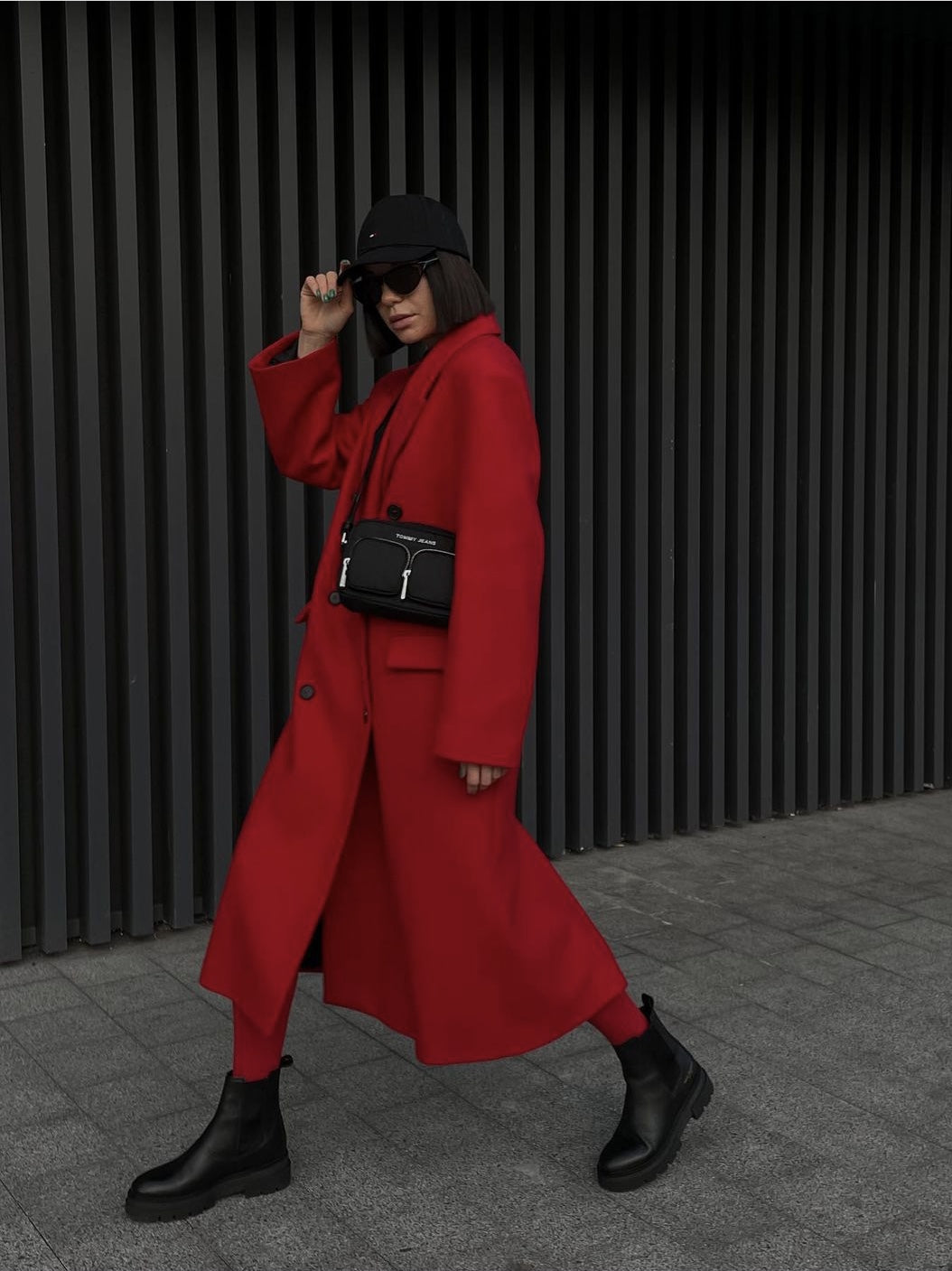 Ladies Red Fashion Personality Premium Sense Long Coat