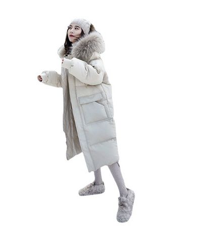 Women's Mid-length Big Fur Collar Over-the-knee Bread Coat