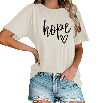 Women's HOPE Love Print Loose T-shirt