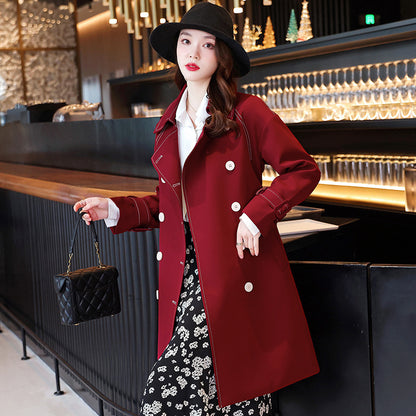 Women Lapel Drop Double Breasted Small Jacket